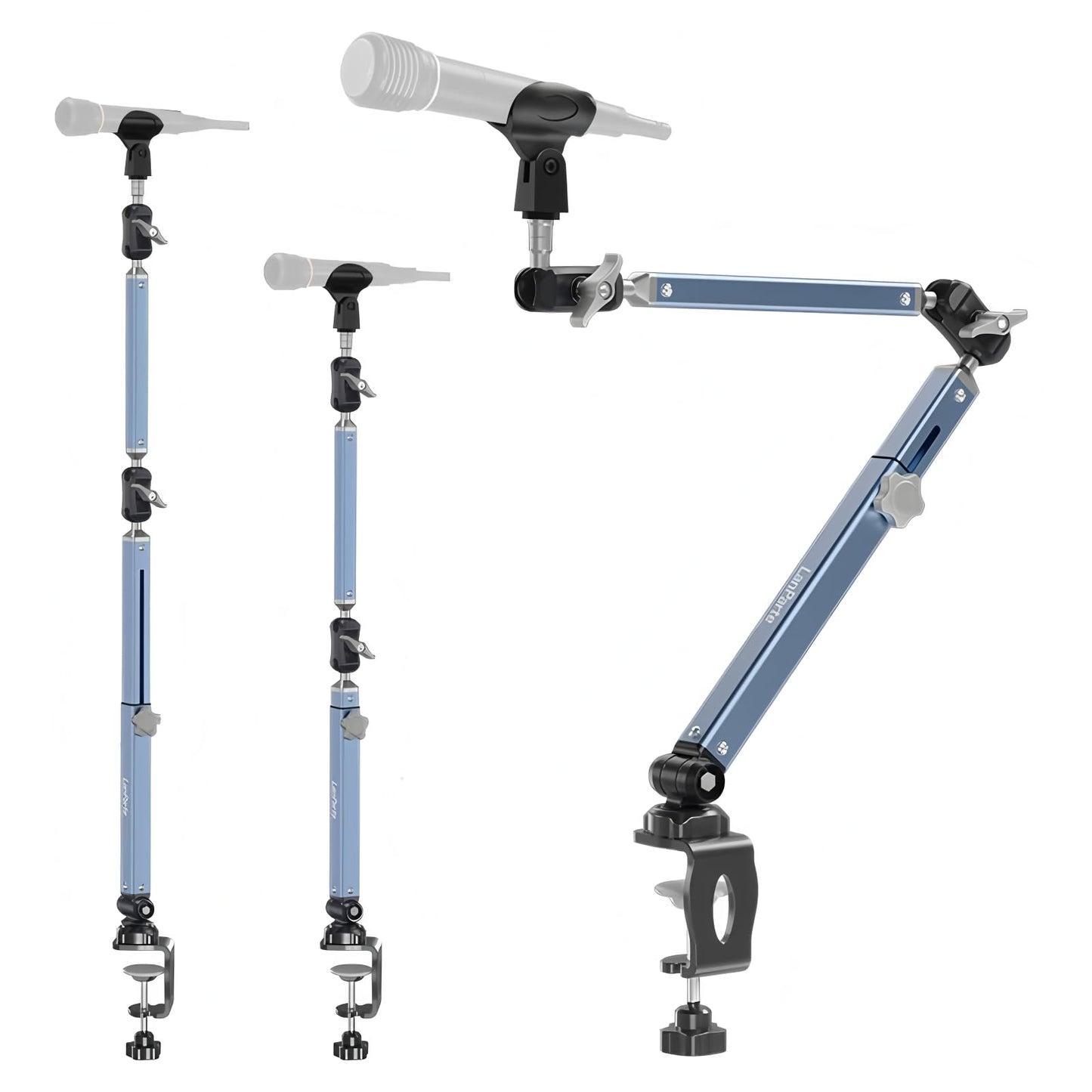 Microphone Boom Arm 360° Rotatable Foldable Adjustable Desk Mic Stand Desk Mount Sturdy Aluminum Alloy for Podcast Video Gaming Meeting Studio (Clip-On)