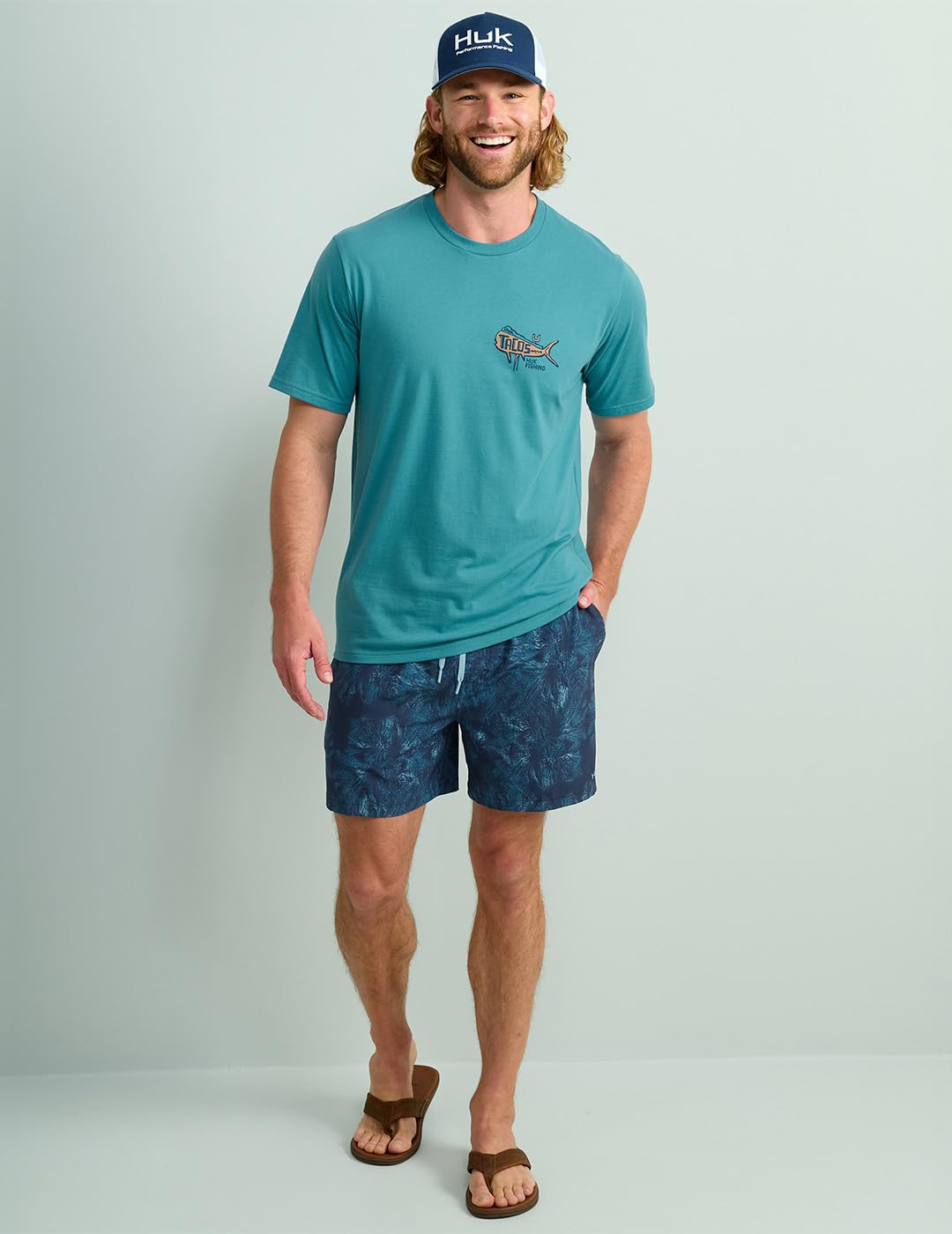 HUK Men's Short Sleeve Performance Tee, Fishing T-Shirt, Taco Shot - Storm Blue, Large