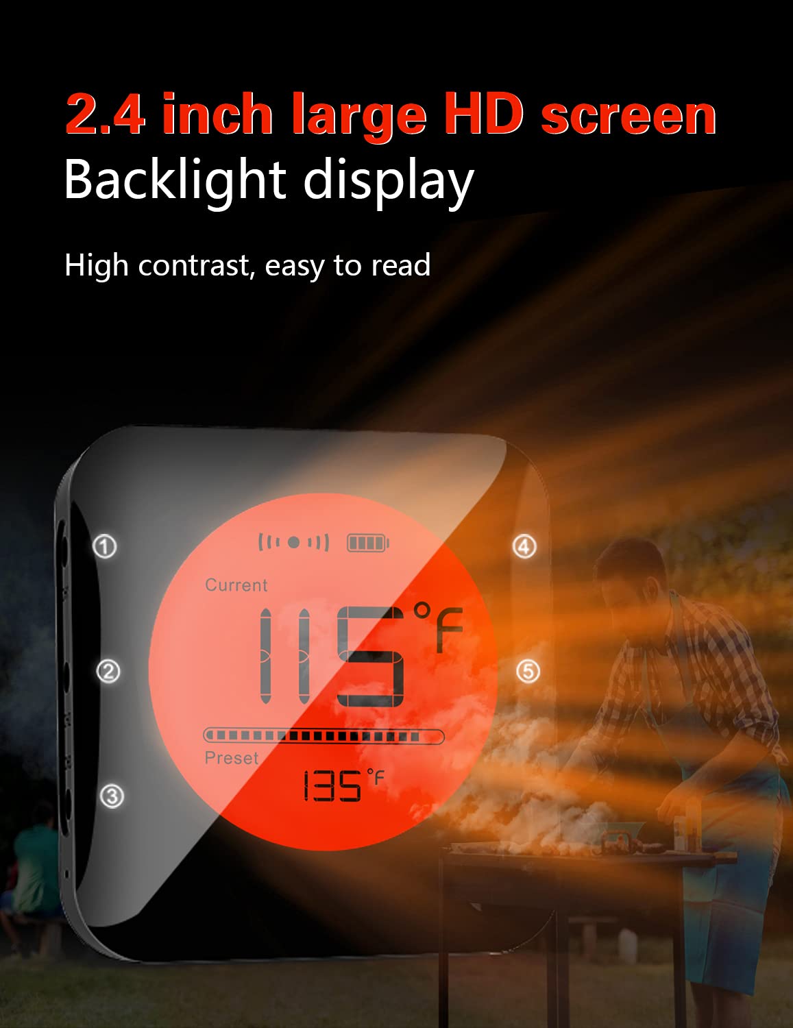 BFOUR Bluetooth Digital Meat Thermometer, Wireless Meat Thermometer with 3 Probes, 328FT Bluetooth Meat Thermometer for Grill Oven, Meat Thermometer for Smoker Kitchen Food Cooking Thermometer