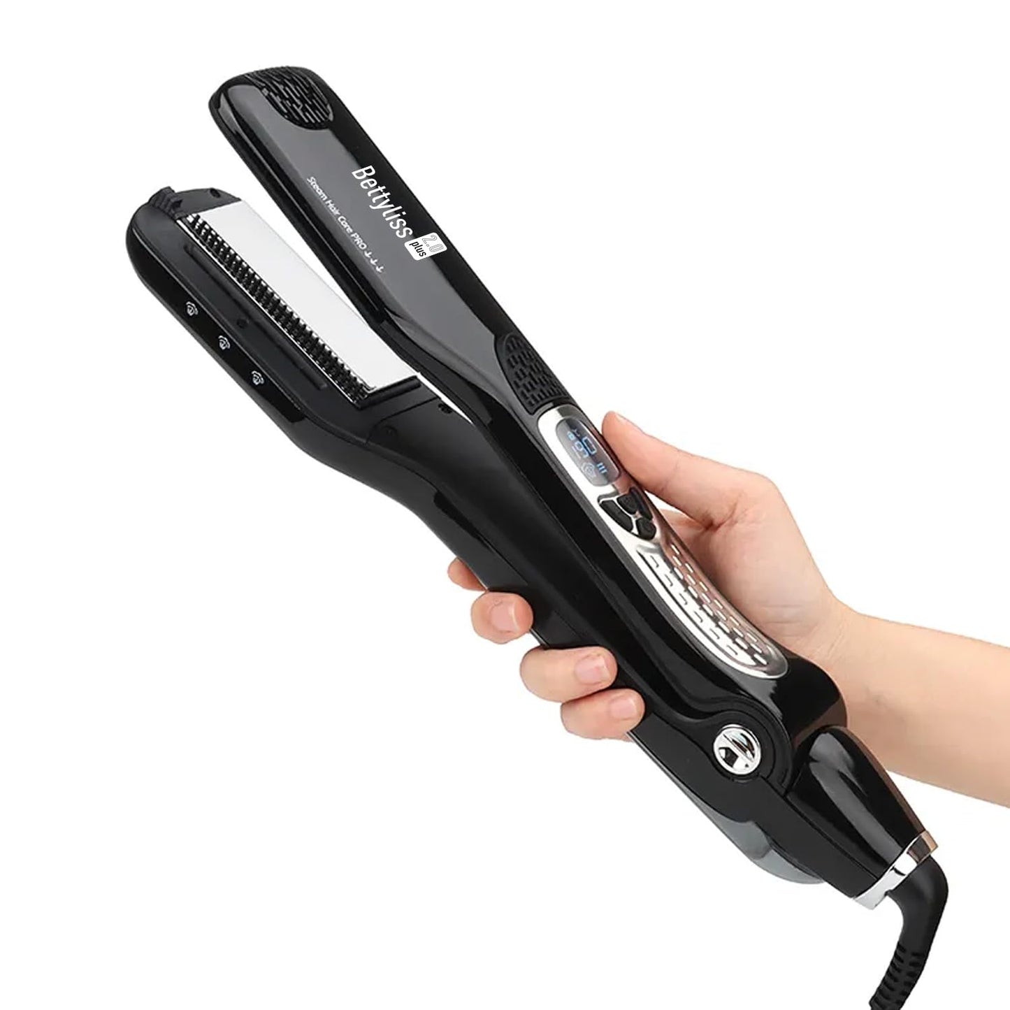 Bettyliss Steam Flat Iron Hair Straightener - Professional Hair Straightening Irons for Smooth and Frizz-Free Results (Black)