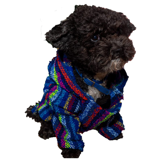 Mexican Dog Poncho Doggo Hoodie Baja Ponchos Blanket for Dogs Costume Pup Crew Pajamas Chihuahua Sweater Clothes from Small, Medium to Big Dog Made in Mexico with Recycled Fabric (5, Blue)
