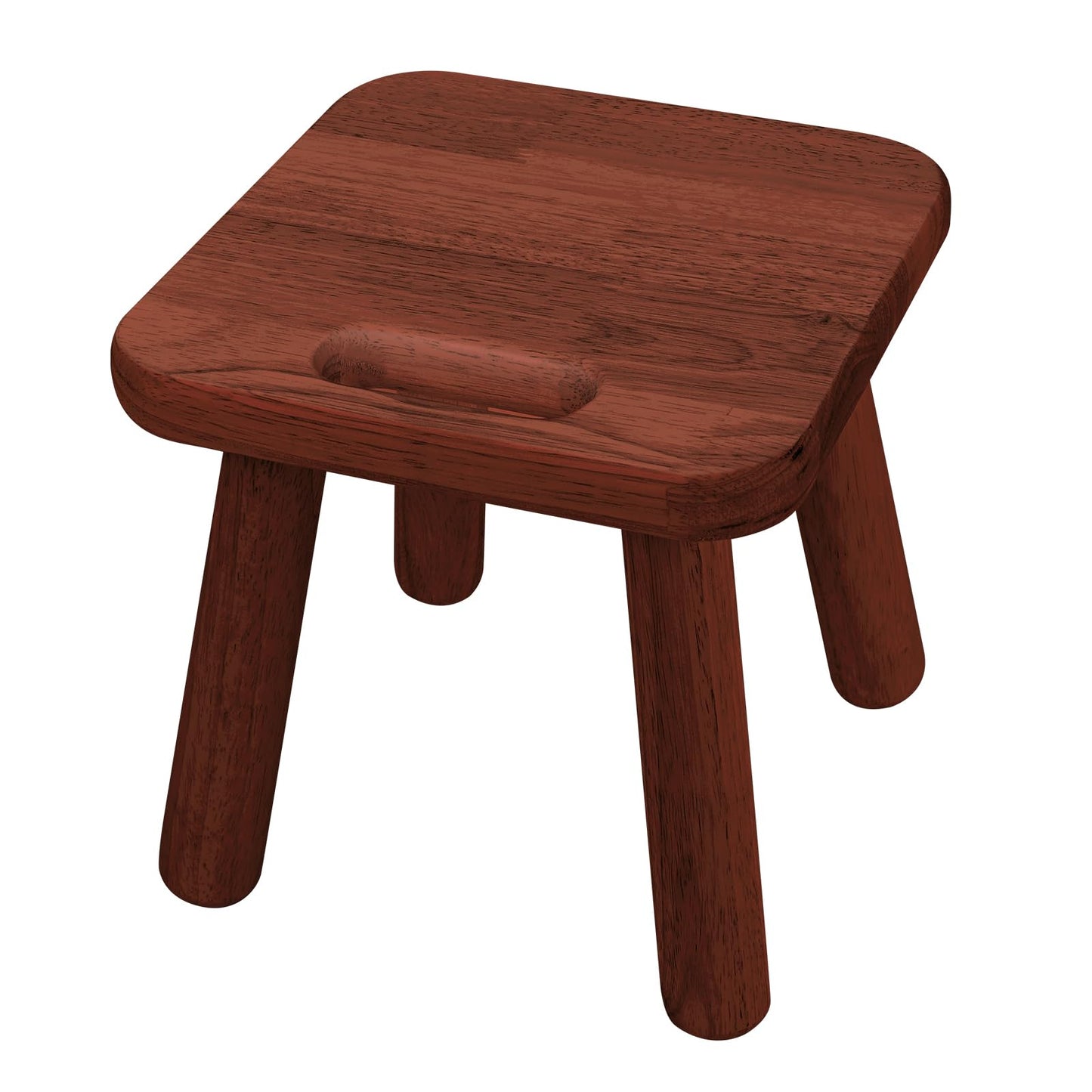 SEEMINES Small Wooden Step Stool,100% Solid Wood Stool with Non-Slip,300lb Load-Bearing Square Step Stool for Bathroom Kitchen Bedroom Living Room Plant Stools (Walnut Color)
