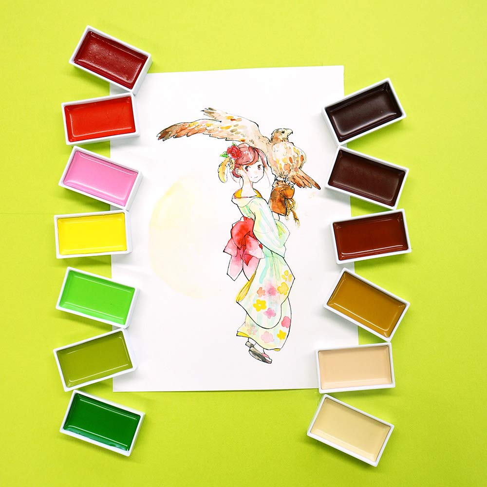 Kuretake GANSAI TAMBI Watercolor Paint Set, 48 Colors, Professional-quality for artists and crafters, for kids, adult, Made in Japan