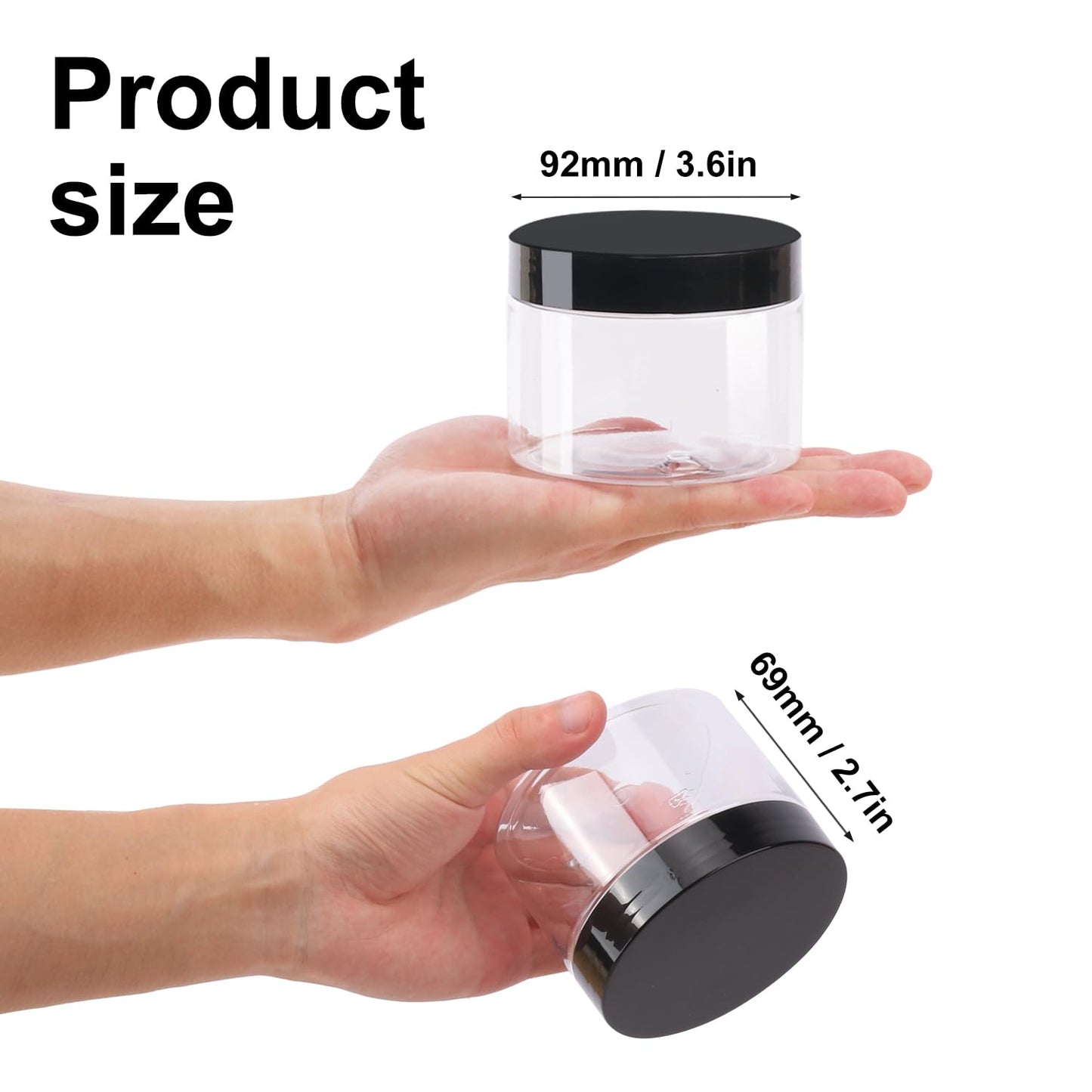 36 Packs 10 OZ Transparent Plastic Jars with black Lids, Body Butter Containers, Cosmetic Containers jars for Kitchen Ingredients, beads, sequins, Lotion, Cream, DIY Crafts and More by KUKLIPJIM.