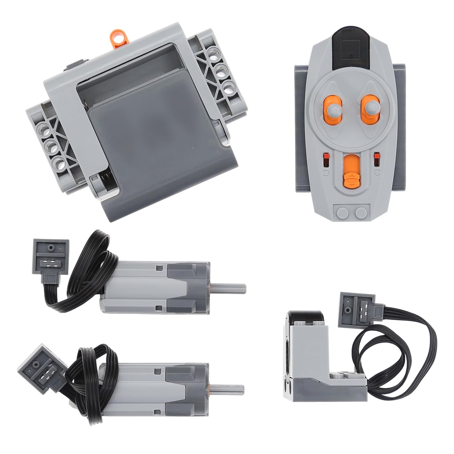 5-in-1 Technic-Motor-Kit Compatible with Lego, Power-Functions-Set Building Blocks M Motors, IR Remote Control, IR Receiver, AA Battery Box