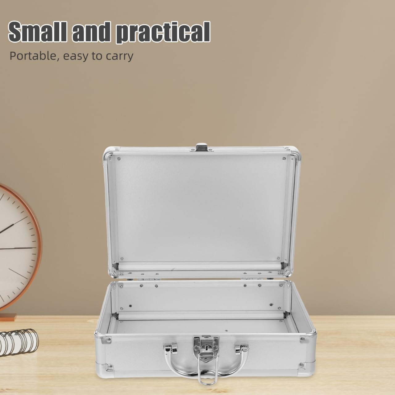 Aluminum Hard Case Tool Briefcase with Lock, Silver Carrying Case for Men’s Travel and Luggage, Protective Storage Box for Camera Drone Tools, 11.41 Inch, 1 Piece