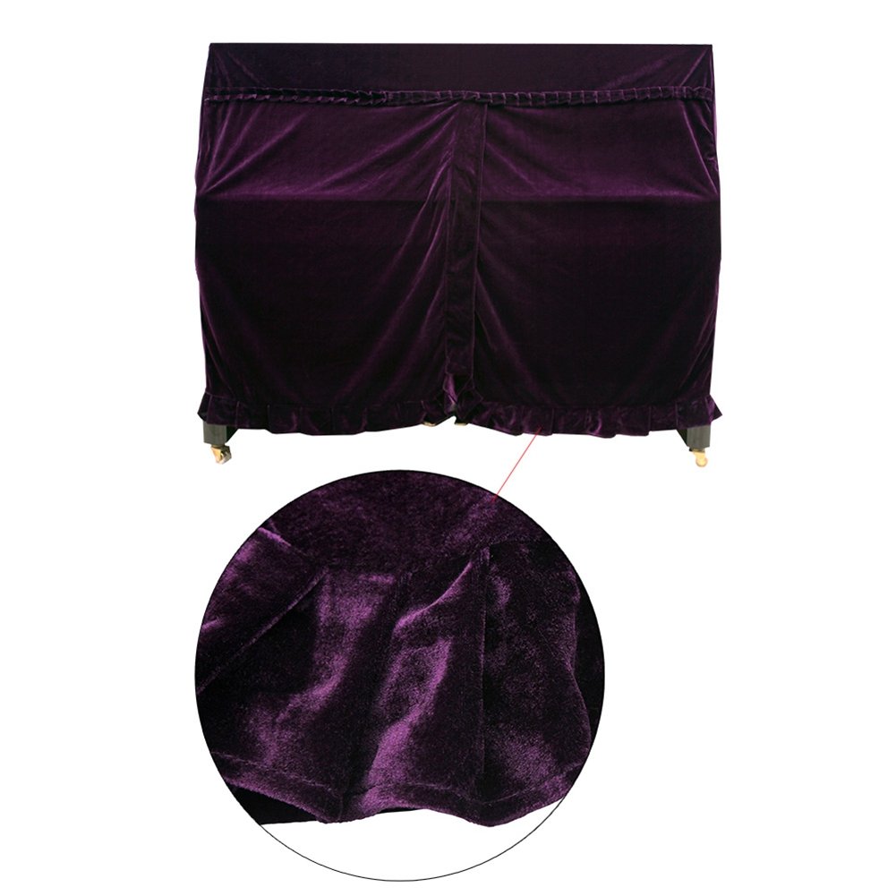 Upright Piano Dust Cover, Decoration Pleuche Cover Accessories for Upright Piano Instruments(Purple)