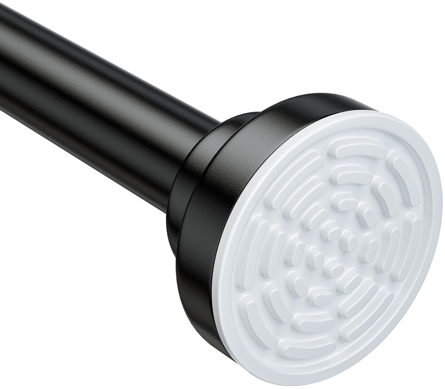 Ausemku Shower Curtain Rod - 32-92 Inch Rustproof Tension Rod, Non-Slip Spring Design, No Drilling Adjustable Curtain Rod for Bathroom, Kitchen, and Closet（Black）