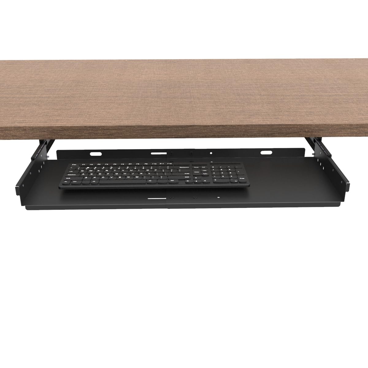 JINGCHENGMEI Sliding Keyboard Tray Under Desk, Pull-Out Keyboard and Mouse Tray, 27 x 9.8 inches Large Platform Slide-Out Computer Drawer for Typing, Metal, Black