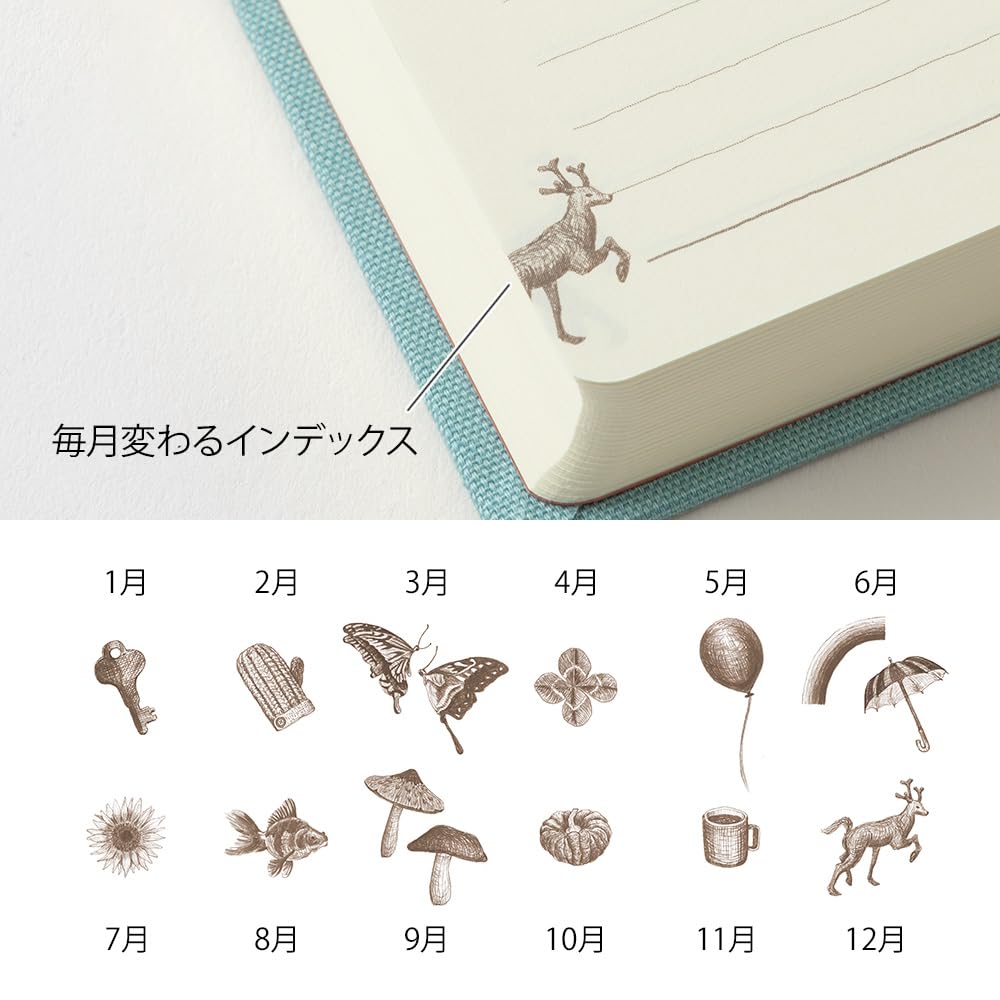 Midori Phil design Three Years Diary/Design Phil Green Diary 3 Years Continuous Use Door Light Blue 12,394,006