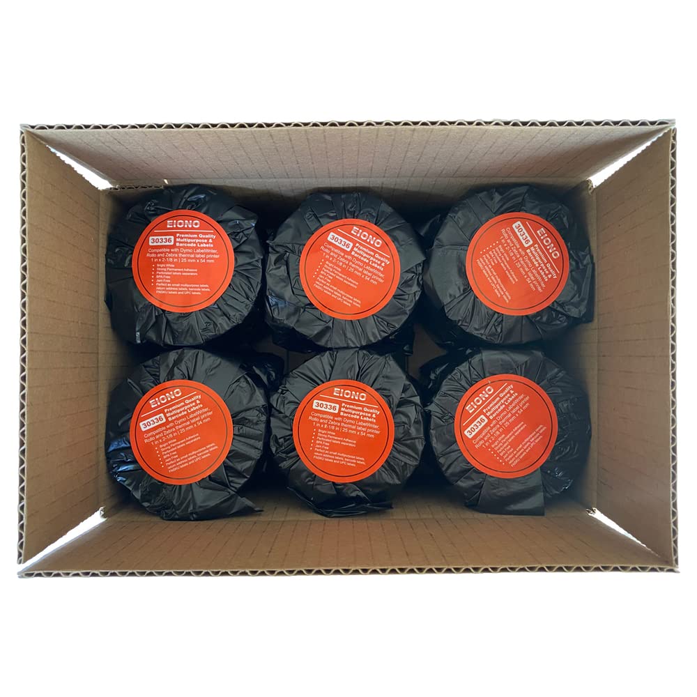 EIONO® - [18 Rolls, 9000 Labels/ 500 Per Roll] Compatible with DYMO 30336 (1" x 2-1/8") Multipurpose & Barcode Labels - Compatible with Rollo, DYMO Labelwriter 450, 4XL & Zebra Desktop Printers