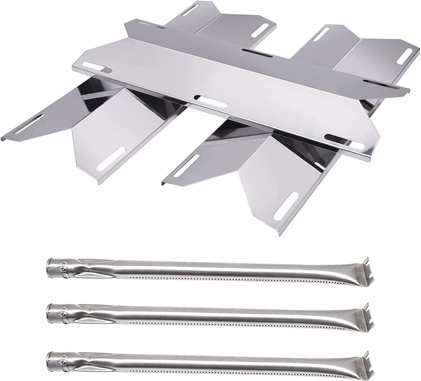 Criditpid BBQ Replacement Parts for Charmglow 720-0036-HD-05 720-0230, Nexgrill 720-0025 720-0083-04R, Sterling Forge 720-0016, Stainless Steel Burner Tube, Heat Plate Tent Shields.