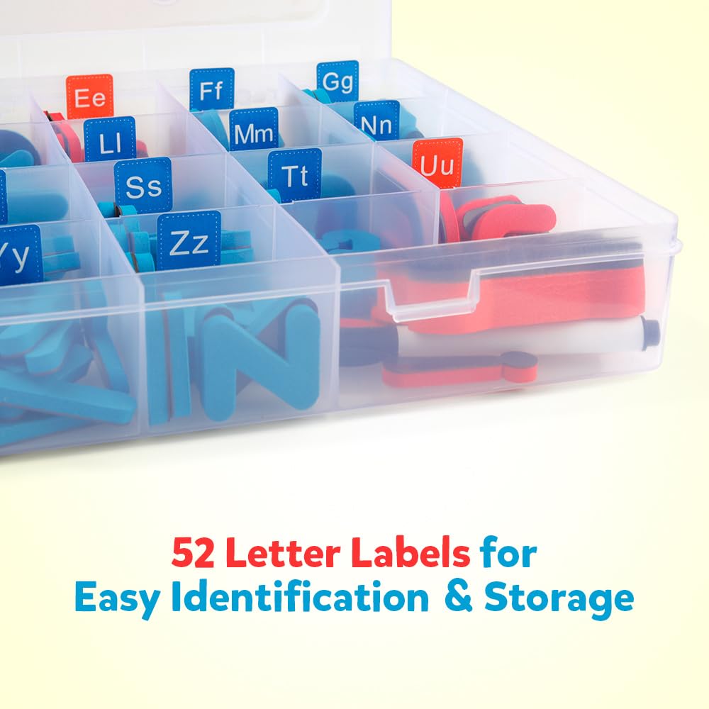 Coogam Magnetic Letters 251 Pcs with Magnetic Board and Storage Box - Uppercase Lowercase Foam Alphabet ABC Magnets for Fridge Refrigerator - Educational Toy Set for Classroom Kids Learning Spelling
