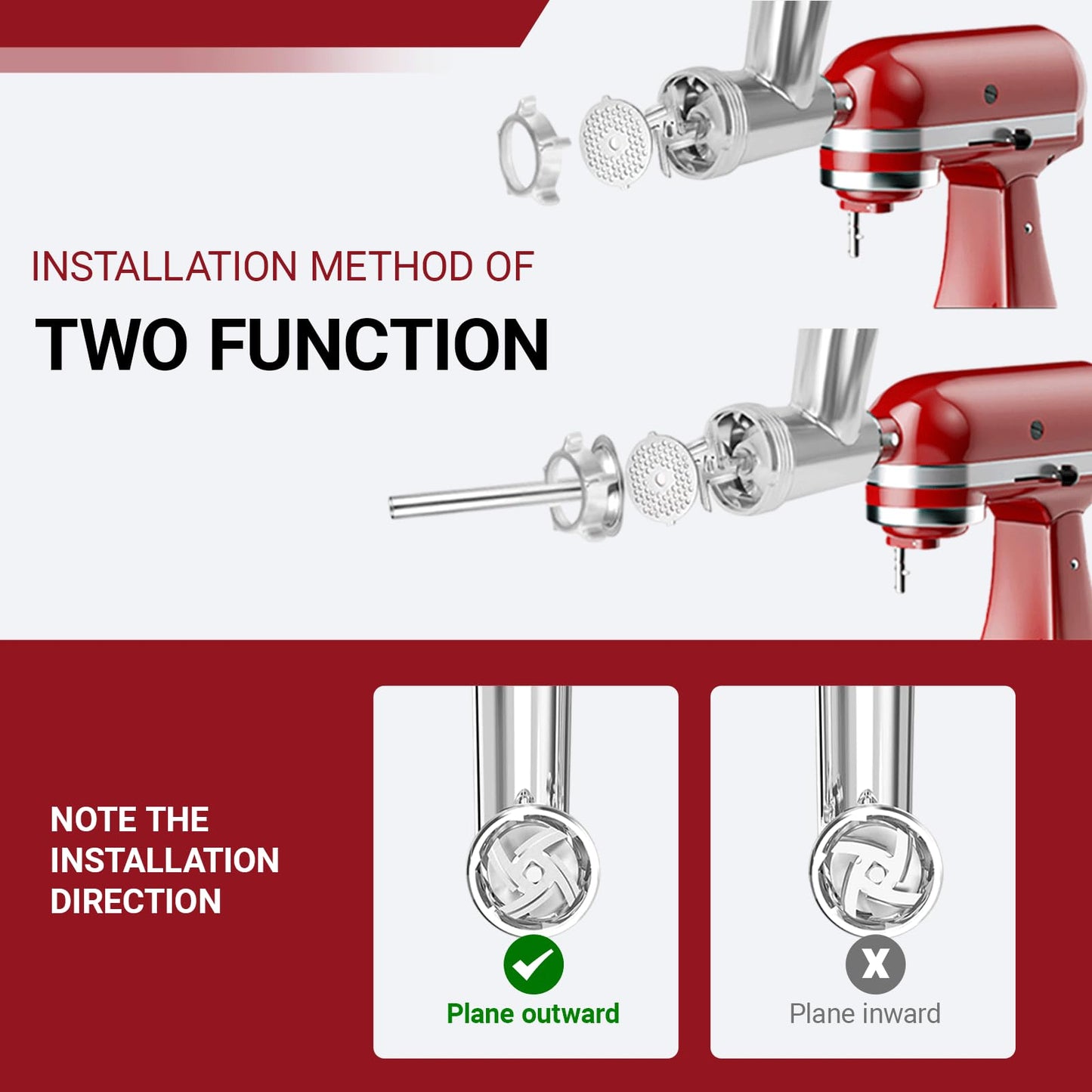Meat Grinder & Slicer Shredder Attachments Compatible with KitchenAid Stand Mixers, 4 Blade Slicer/Shredder Set with Grinder Plates & Sausage Tubes for Mincing and Shredding
