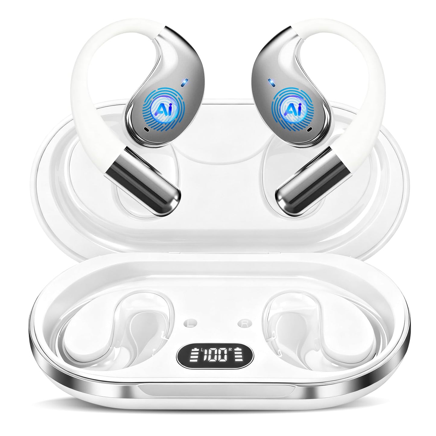 AI Language Translation Earbuds, Real-Time Translator for 164 Foreign Languages & Accents Includes Free Subscription Translation Device Earphones for Travel Business Learning, White