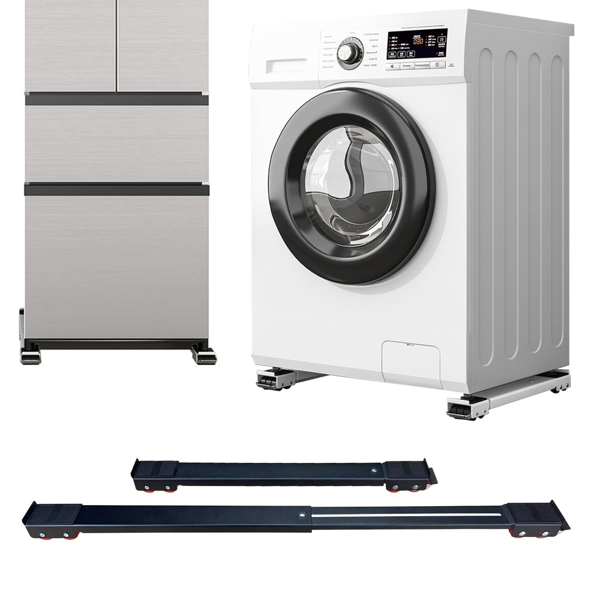 Appliance Rollers Heavy Duty,Max 32in,Second Generation Extendable Appliance Rollers Mobile Washing Machine Base Easily Move Washing Machines, Dryers, Refrigerators, Furniture (Black (Upgrade wheel))