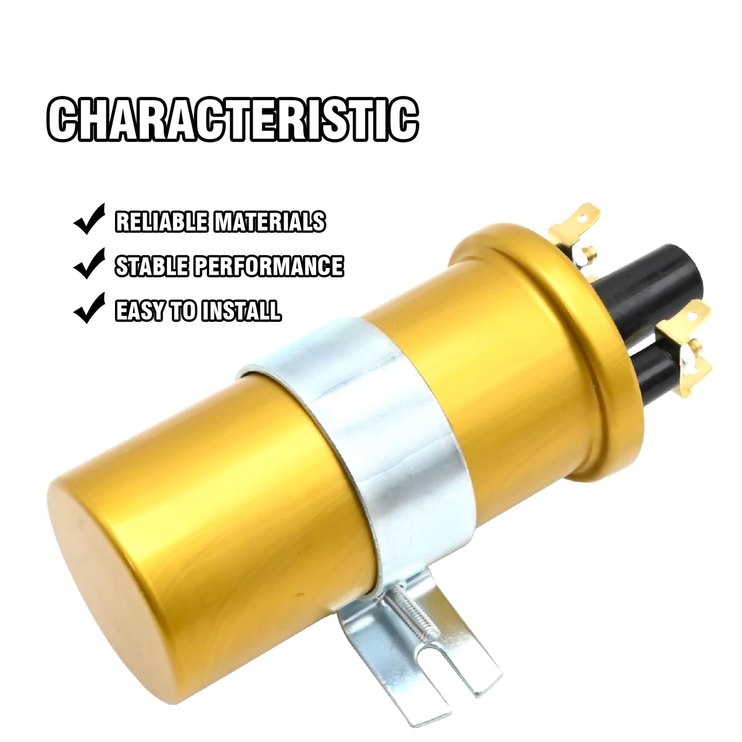 DUZFOREI 1 PC Ignition Coil, Replacement for LUCAS 12V Sports Ignition Coil, 12V Tractor Coil with Internal Resistor