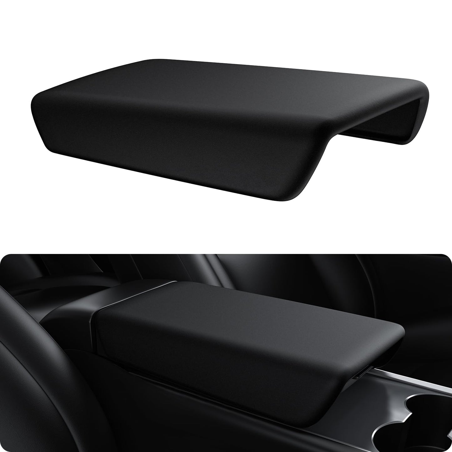 BASENOR Tesla 2020-2024 Model Y 2017-2023 Model 3 Center Console Cover TPU Armrest Cover Non-Slip Protector Armrest Tesla Interior Accessories Black (Not Compatible with 2024 2025 Tesla Model 3)