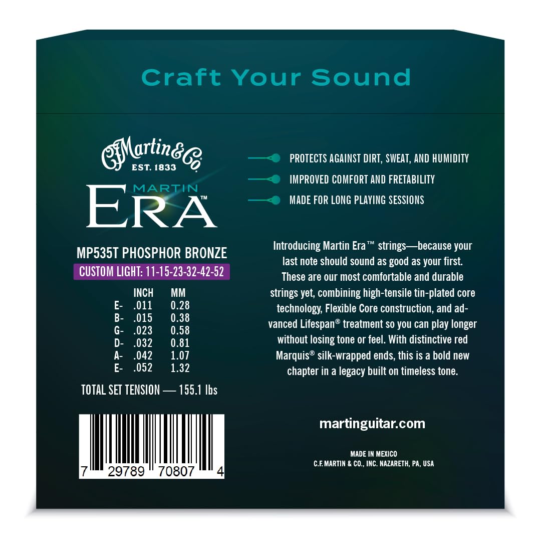 Martin MP535T Era Acoustic Guitar Strings Custom, Light
