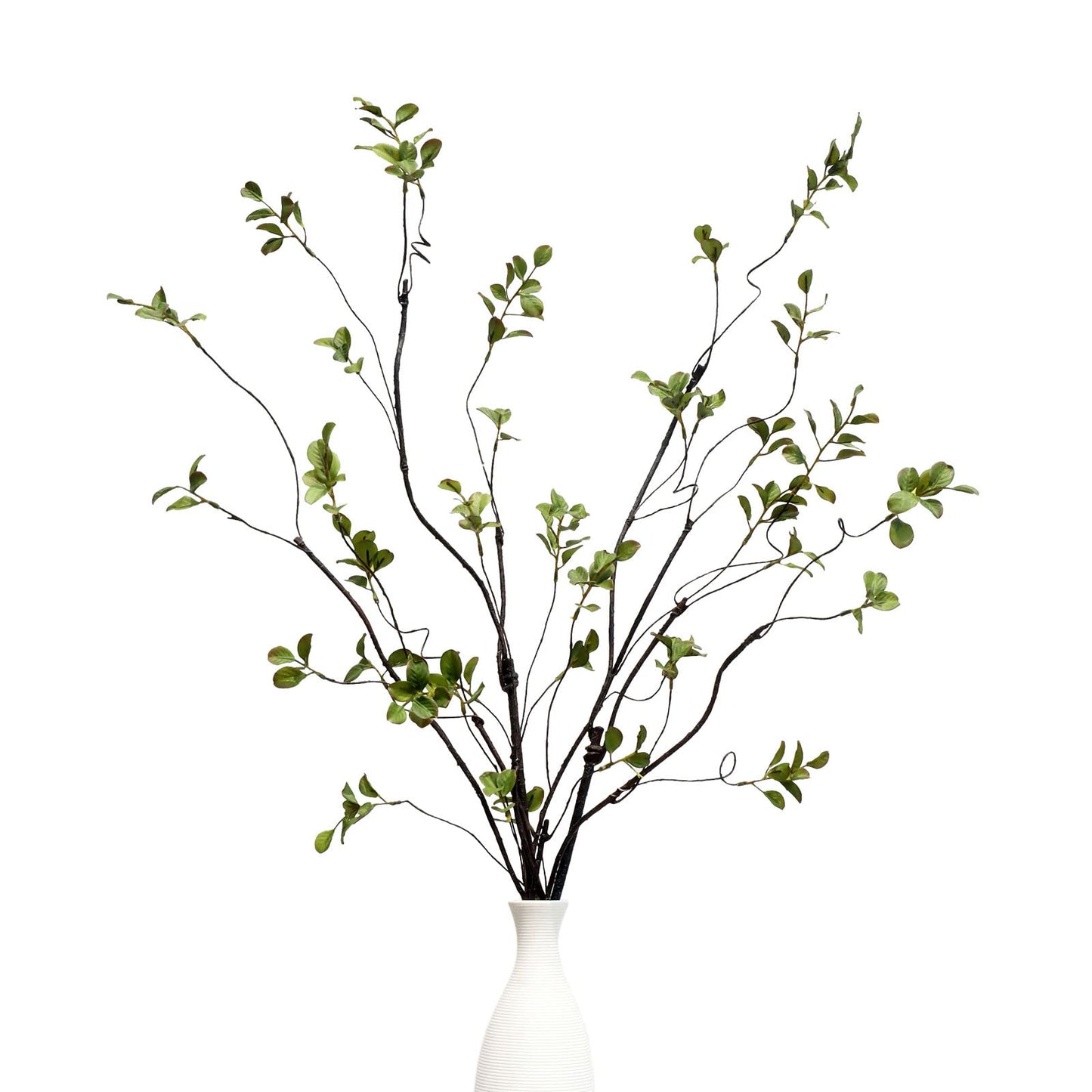 grtefhu 3Pcs 38.8" Faux Greenery Plant Stems and Branches for Tall Vase,Artificial Tree Branches and Twigs for Decoration (Green Leaves & Brown Stem)