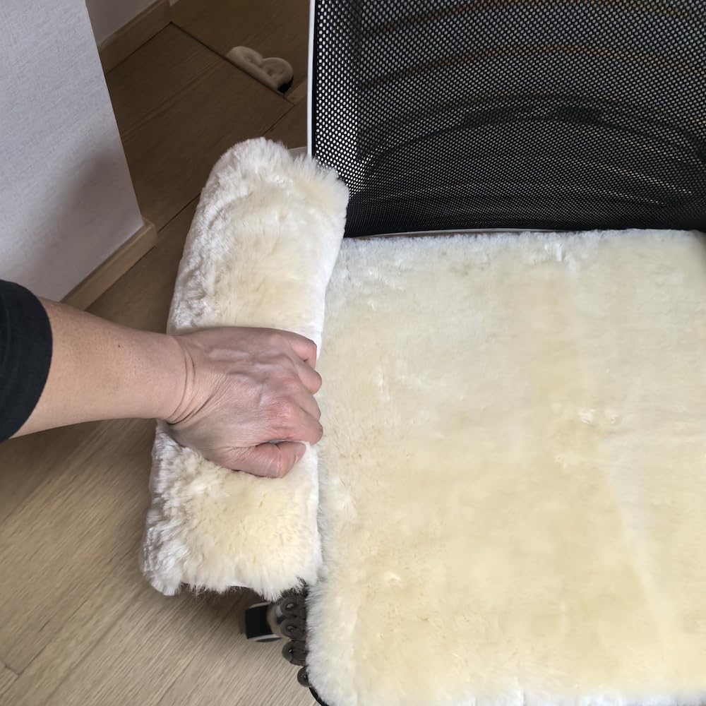 DUMI Premium Medical Grade 100% Natural Sheepskin Wheelchair Cushion Set - 3-Piece Orthopedic Seat Pad & Armrest Covers with Non-Slip Grip, Pressure Sore Prevention & Pain Relief, Washable & Reusable