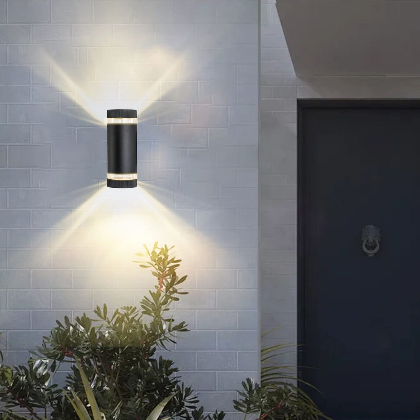RETRELMP Outdoor Wall Sconce, LED Waterproof Exterior Wall Mount Lamp Black Modern Cylinder Porch Up and Down Light Fixture for Garden Patio 2 Pack…