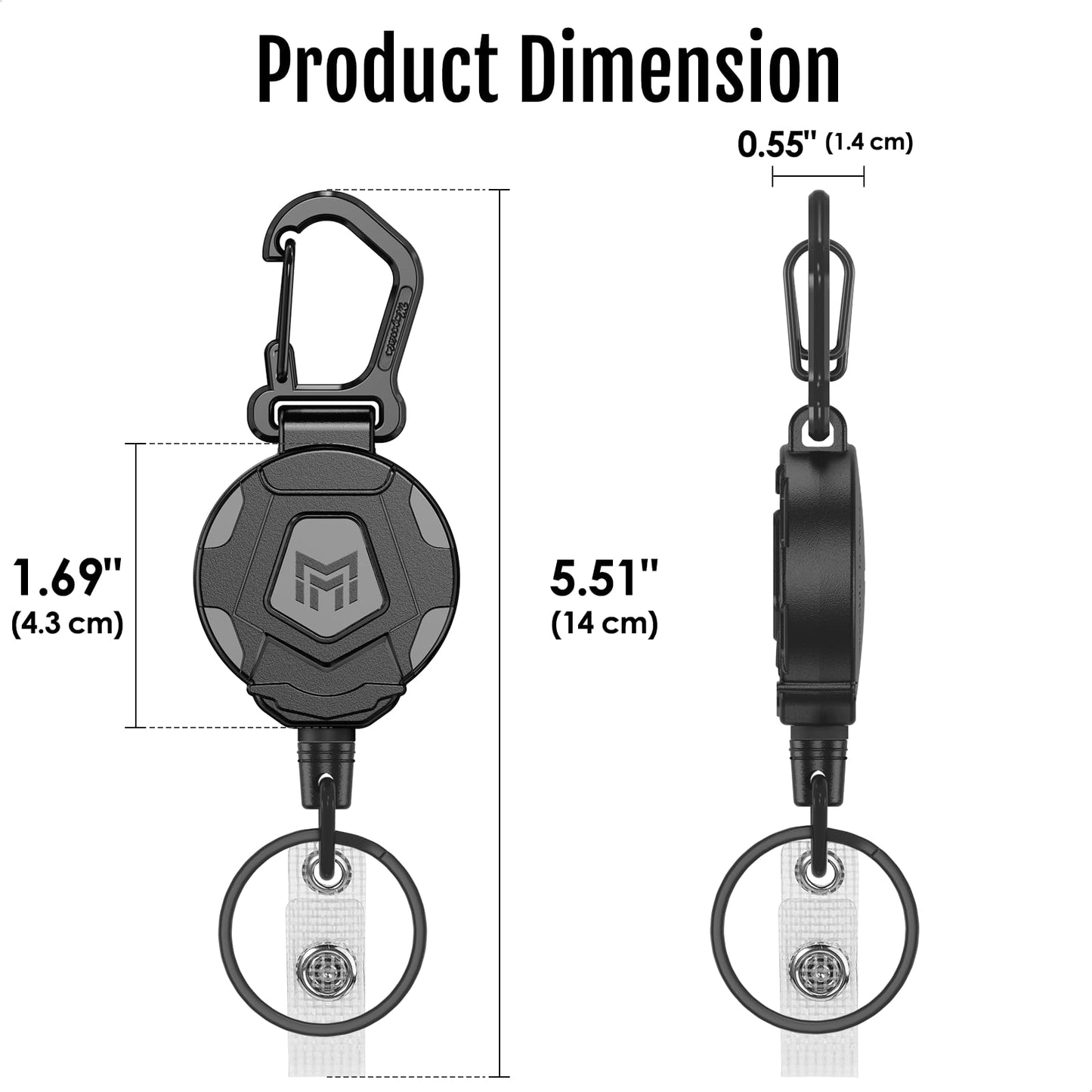 MNGARISTA 4-Pack Retractable Keychain, Heavy Duty Carabiner Badge Holder, Tactical ID Badge Reel with 31.5” Steel Retractable Cord, 8.0 oz