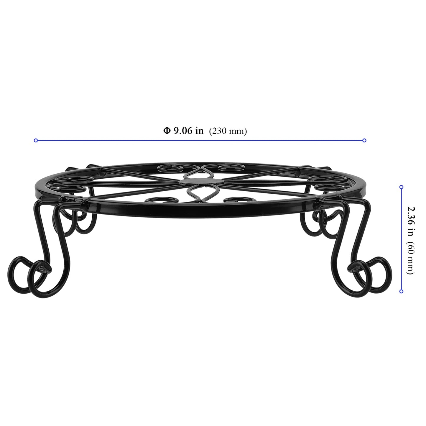 KEILEOHO 6 PCS 9 Inch Metal Plant Stand, Rustproof Iron Heavy Duty Flower Pot Stand Holder Round Plant Shelf Holder Rack for Indoor Outdoor Plants, Garden, Patio Home Decor, Black