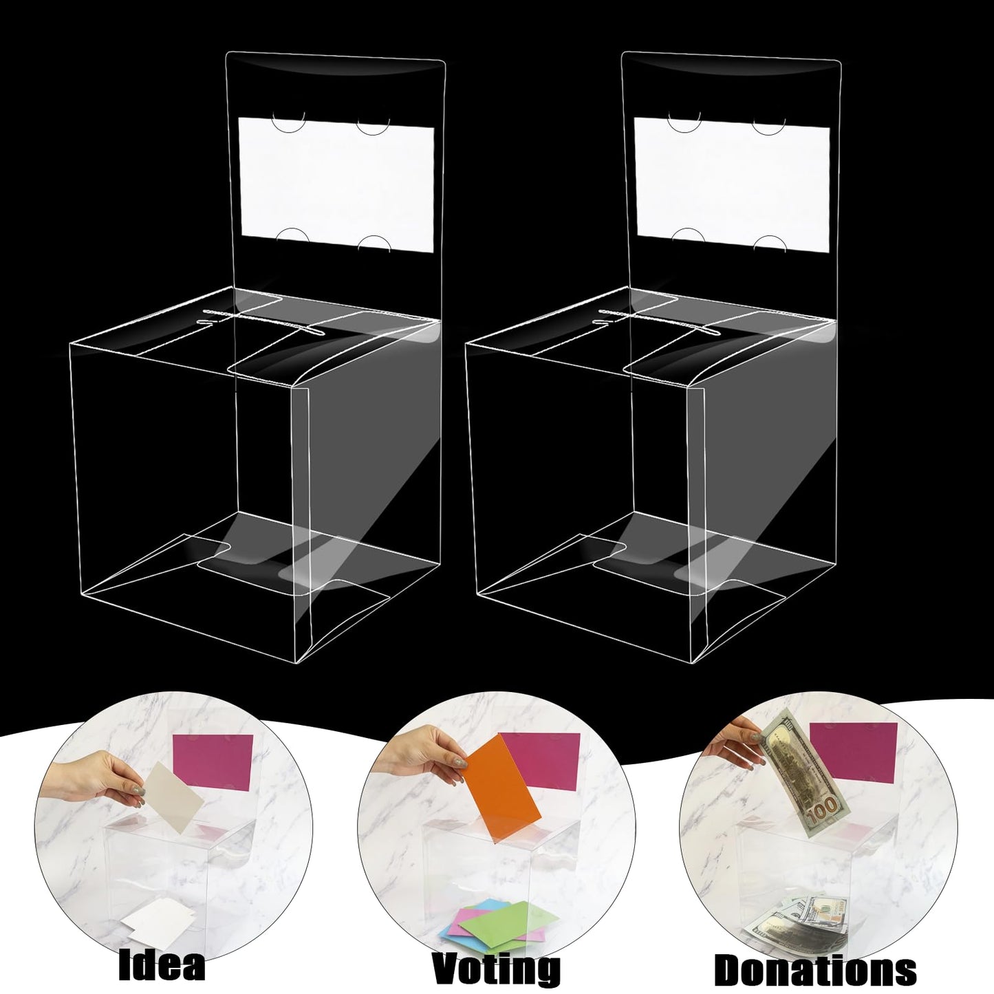 Ysglory 20 Pack Clear Raffle Ticket Box Suggestion Voting Box with Slot Donation Ballot Boxes for Collecting Business Card Voting Contest, 6 x 6 x 6 Inches (Clear)