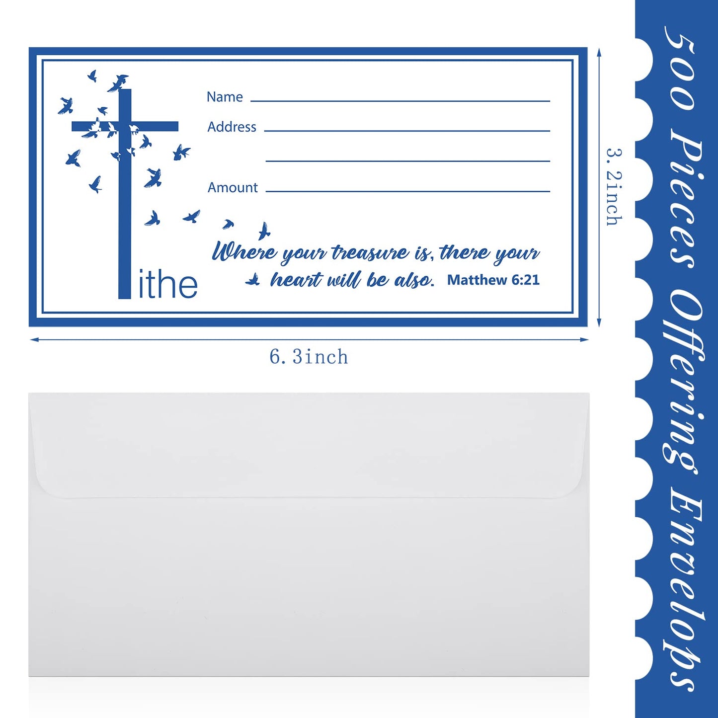 Woanger 500 Count Tithes and Offering Envelopes for Church Donation Envelope Bill Size Checks and Cash for Tithes and Offering(Pigeon)