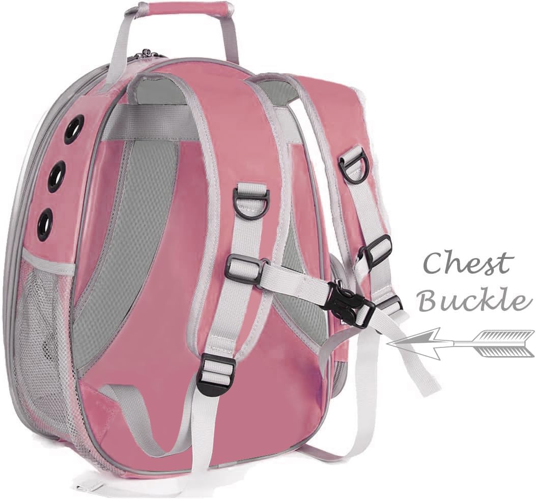 Space Capsule Astronaut Pet Backpack Carrier for Cat and Small Dog, Clear Bubble Dome Window with Soft Pillow, Airline Approved (Pink)