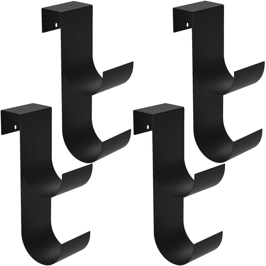 4 PCS Pool Fence Hooks for Pool Equipment- Black Heavy Duty Fence Hooks for Pool Poles- Slipe-on Fence Hanger for Pool Hose Pool Skimmer, Fit 3/4 Inch to 1-1/4 inch Railing