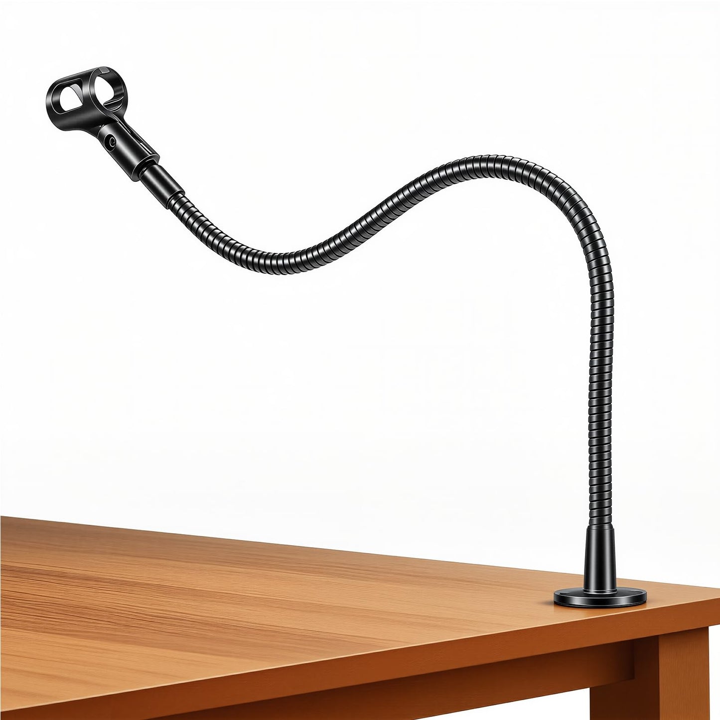 24-INCH Gooseneck Mic Stand - Heavy-Duty Desktop Gooseneck Mic Stand with Podium Flange Mount, Gooseneck Microphone Holder for Podium Wall Voice-Over, Gaming, Recording, Studio, Cameras, Lights