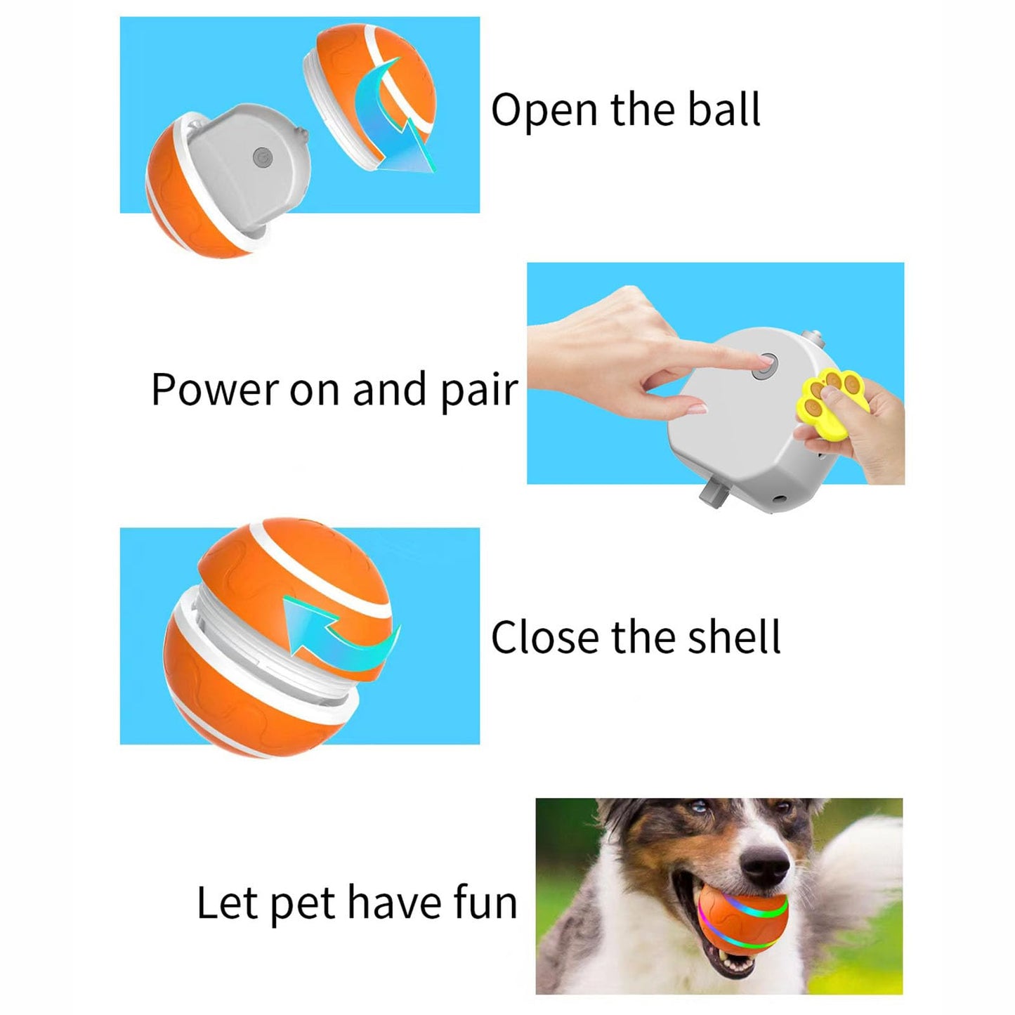 BEFYUS Interactive Dog Toy Ball - Smart Cat Interactive Ball and Self Moving Bouncing Rotating Wicked Air with Rechargeable，Active Rolling Ball for Dogs/Cats