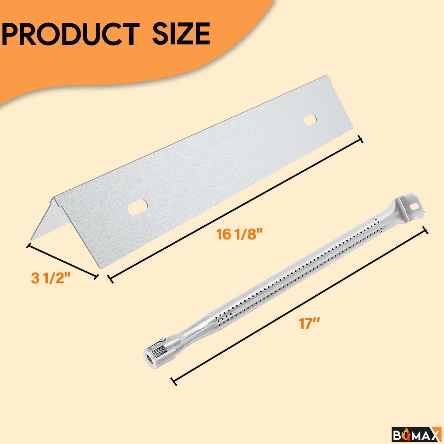 BQMAX Replacemrnt Parts for Napoleon Grill Rogue Series and Prestige 500, 7-Pack Heat Plates & 4-Pack Tube Burners, Stainless Steel Heat Sheild Plate, Heat Tents, BBQ Grill Burner