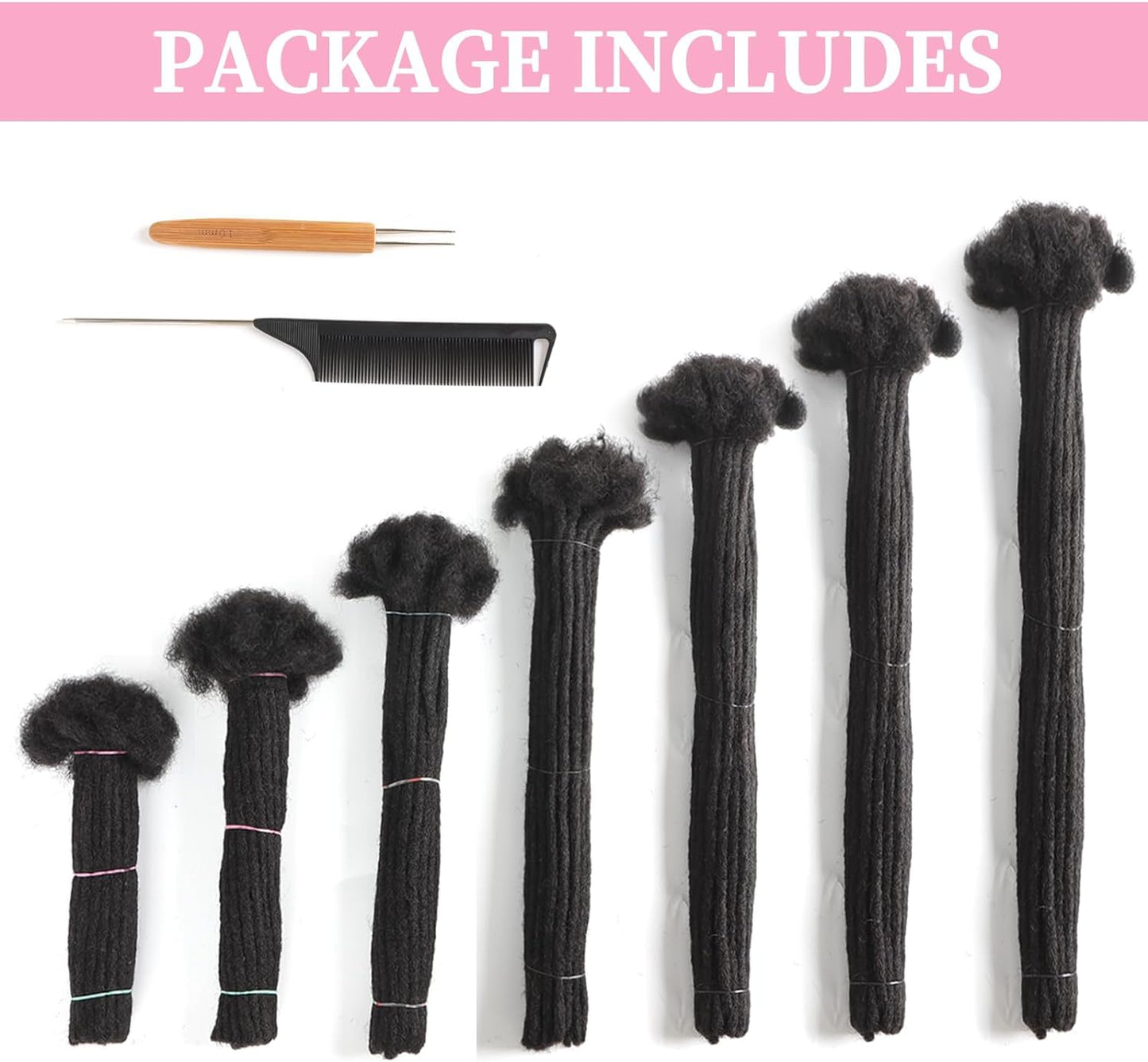 Alaleibaby 0.6cm Thickness 6 Inch 60Strands Real Human Hair Dreadlock Extensions for Man/Women Full Head Handmade Permanent loc Extensions Bundles Can Be Dyed Bleached Curled and Twisted