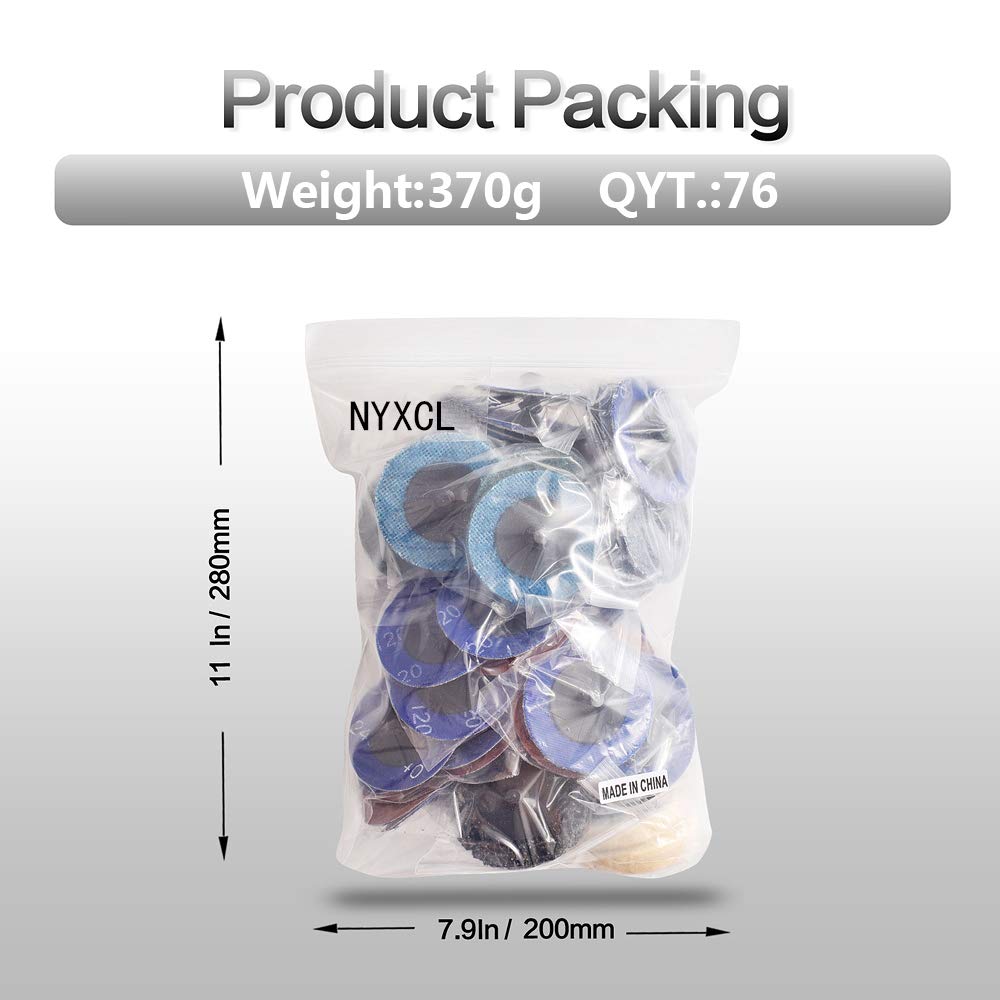 NYXCL 60Pcs 2 Inch Quick Change Sanding Discs Set, 2Pcs 1/4" Holders, Die Grinder Surface Conditioning Burr Rust Paint Removal