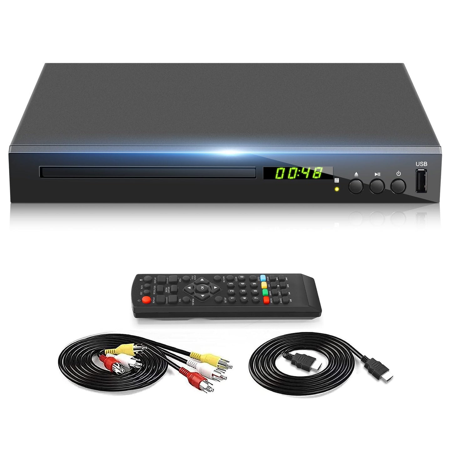 Blu Ray Player, HD Bluray DVD Player for TV, Play Region A/1 Blu-Ray Disc and All Region DVD Discs, Blu-ray Player DVD CD Player with HDMI AV Coaxial Output, USB Input, Built-in PAL NTSC (Zone A/1)