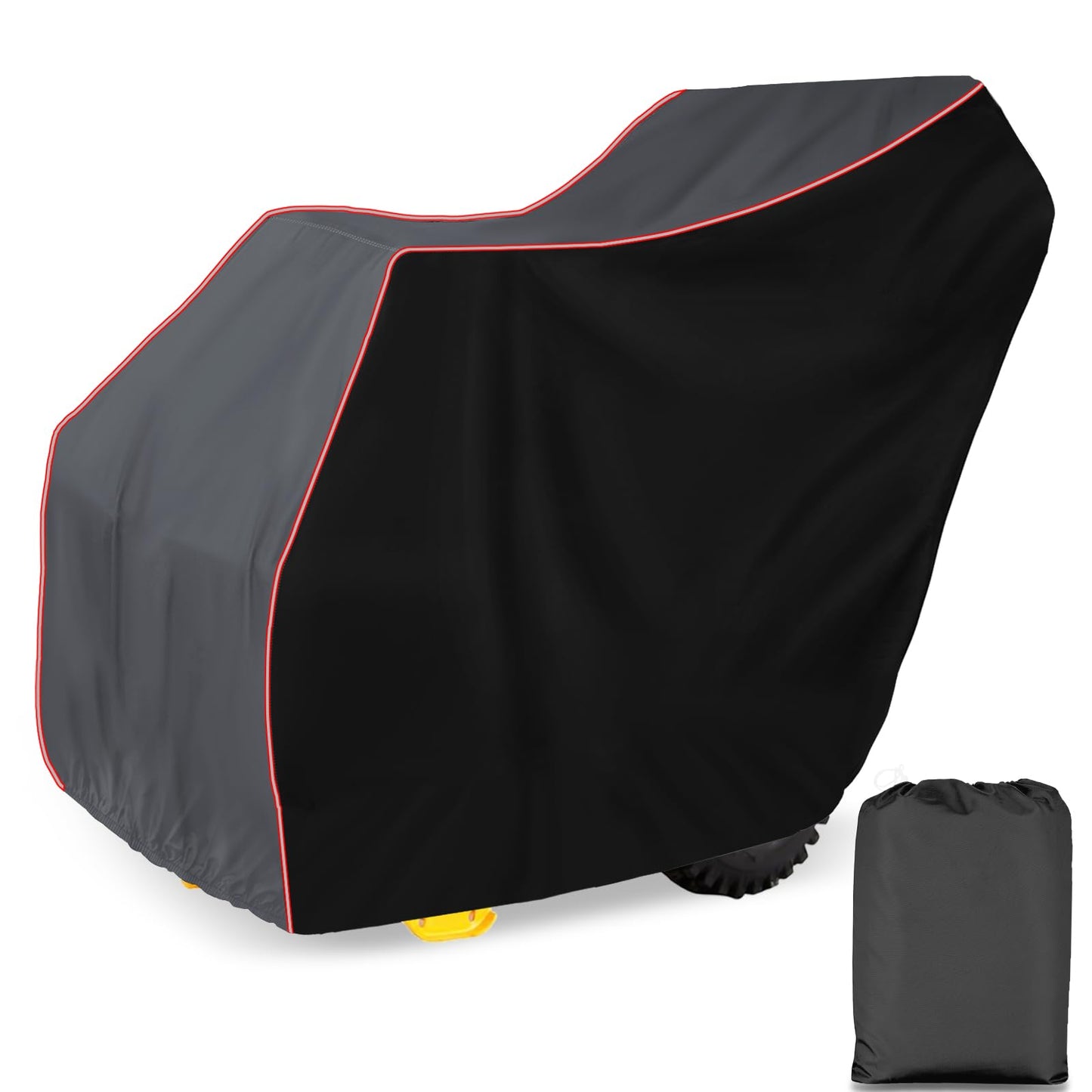 XYZCTEM Premium Snow Blower Cover 300D Marine Grade Fabric, Universal Fit Snow Blower Cover, Covers Snow Blowers Against Water, UV, Wind, Outdoor Protection(Black&Grey)