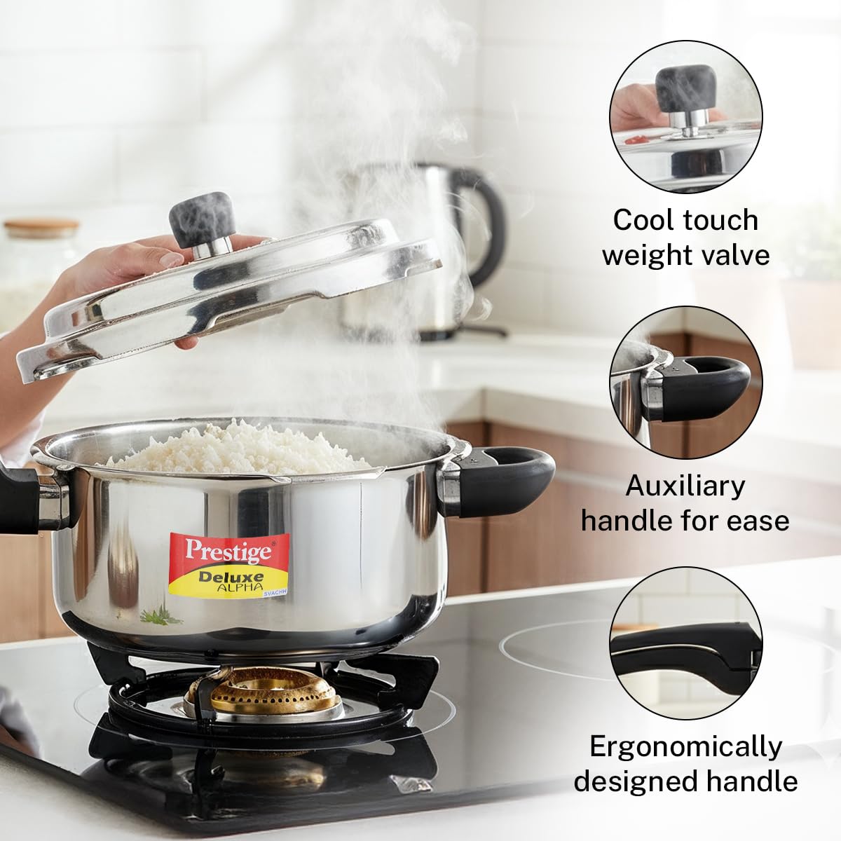 Prestige PRASV3 Pressure Cooker, Stainless steel, 3 Liter, Silver