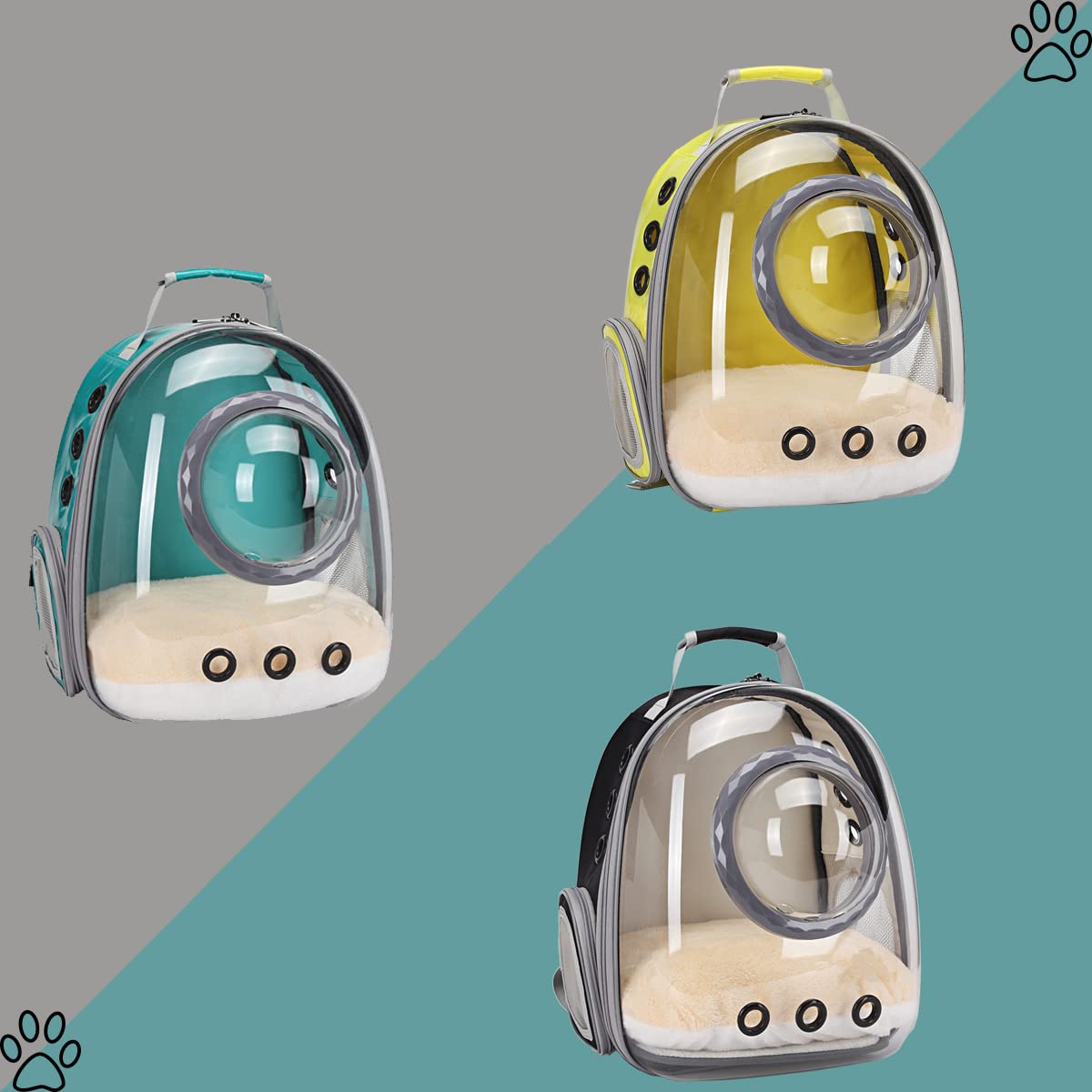 Space Capsule Astronaut Pet Backpack Carrier for Cat and Small Dog, Clear Bubble Dome Window with Soft Pillow, Airline Approved (Pink)