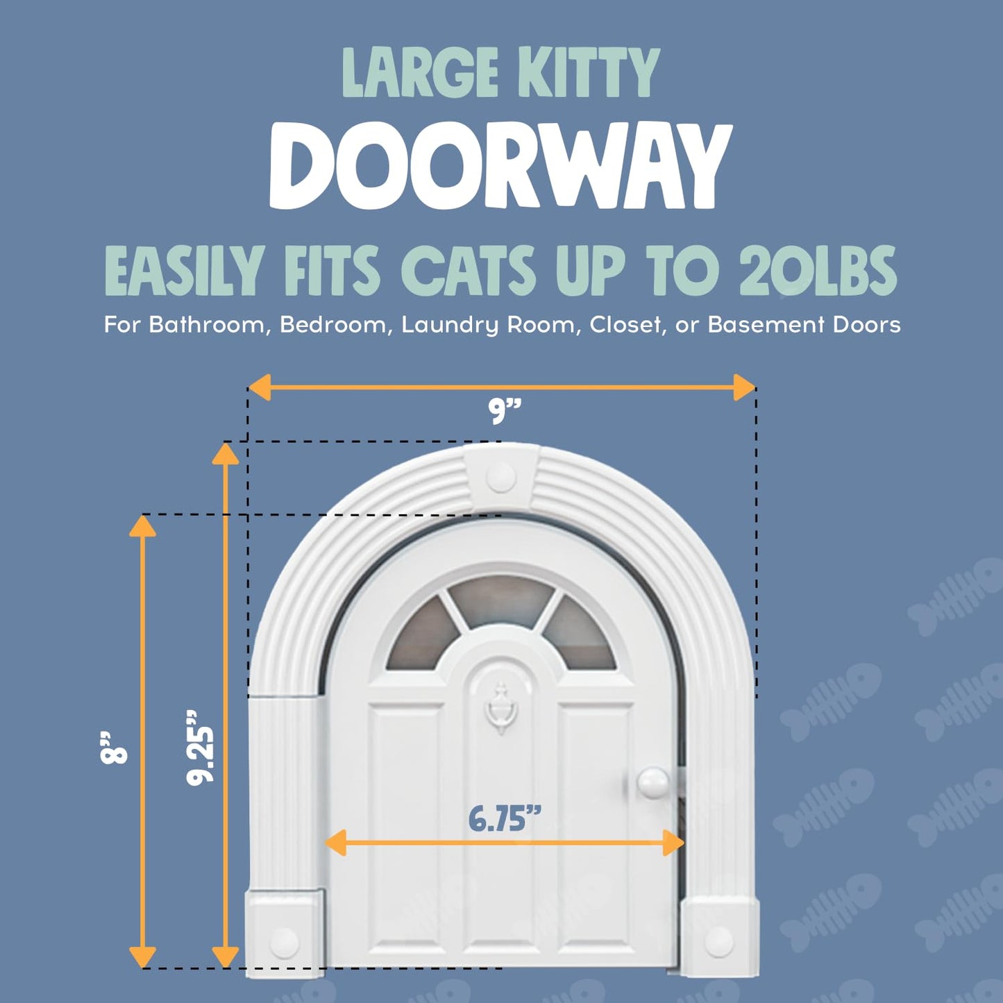Cat Door for Interior Door - No-Flap Design for Cats Up to 20 lbs, Easy DIY Setup, Secured Installation in Minutes, No Training Needed