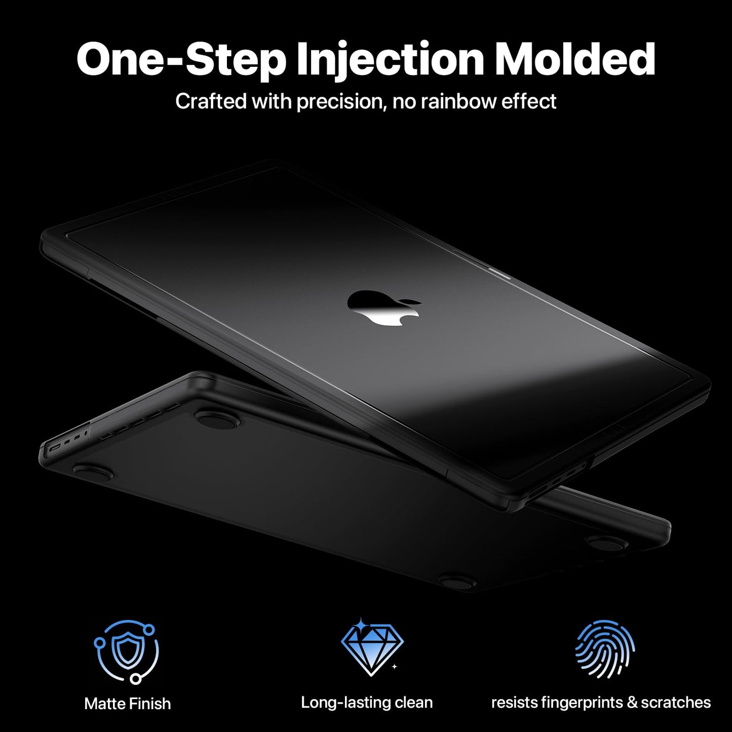 Soonjet for MacBook Pro 16 inch Case | M5 M4 M3 M2 M1 Pro/Max 2026 2024-2021 | 100% Match Official Color | Protective Hard Shell Laptop Cover | Space Black Clear