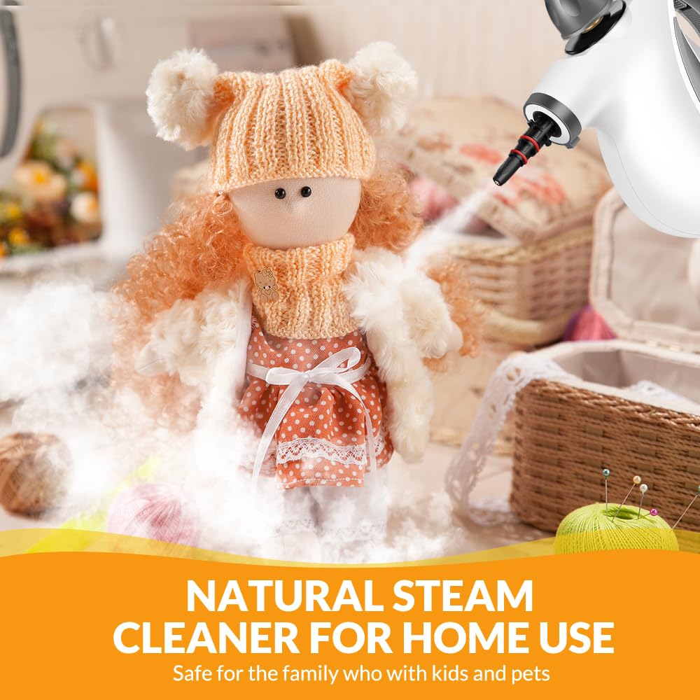 Handheld Pressurized Steam Cleaner with 12 pcs Accessories, Portable Steamer for Cleaning, Steam Cleaner for Home Use, Steamer for Cleaning Car, Furniture, Floor, Upholstery, Grout and Tile, Deep Gray