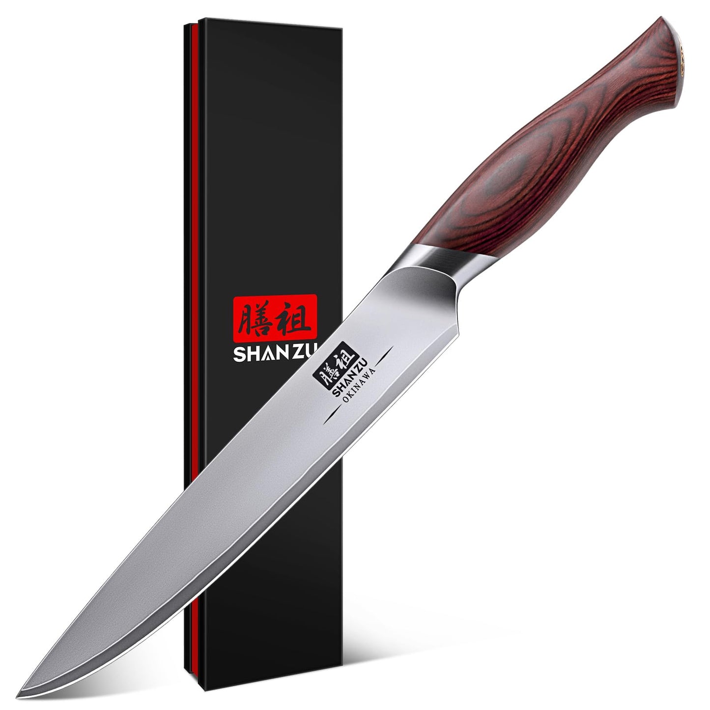 SHAN ZU Utility Knife 6 Inch, High Carbon Japanese 10Cr15Mov Stainless Steel Kitchen Professional Cooking Knife, Ultra Sharp Japanese Knife with Ergonomic Pakkawood Handle