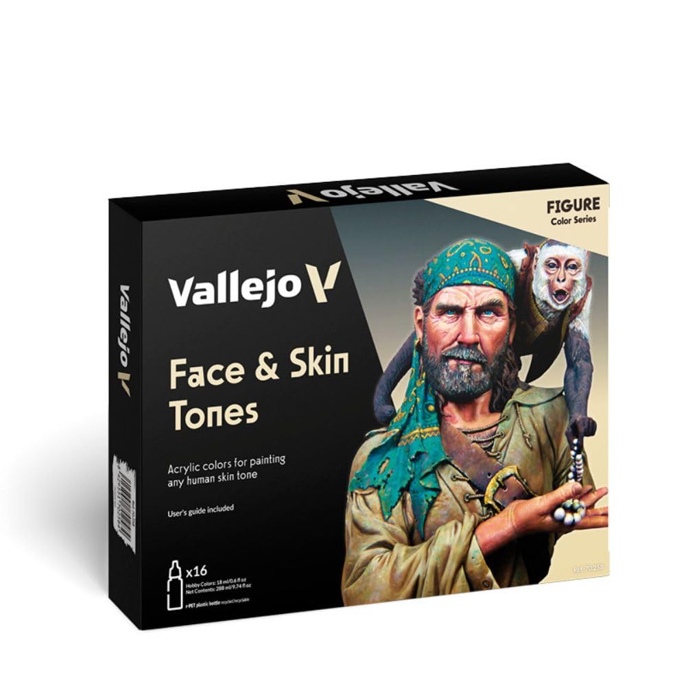 Vallejo Face/Skin Colors Paint Set, 16-Colors, 17ml