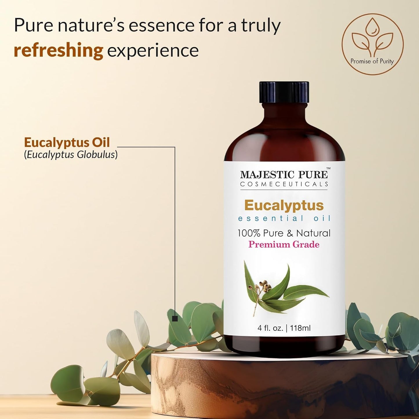 Majestic Pure Eucalyptus Essential Oil - Huge 118 ml (Set of 2) - 100% Pure and Natural Oil for Soap Making Scent- Premium Grade with Glass Dropper