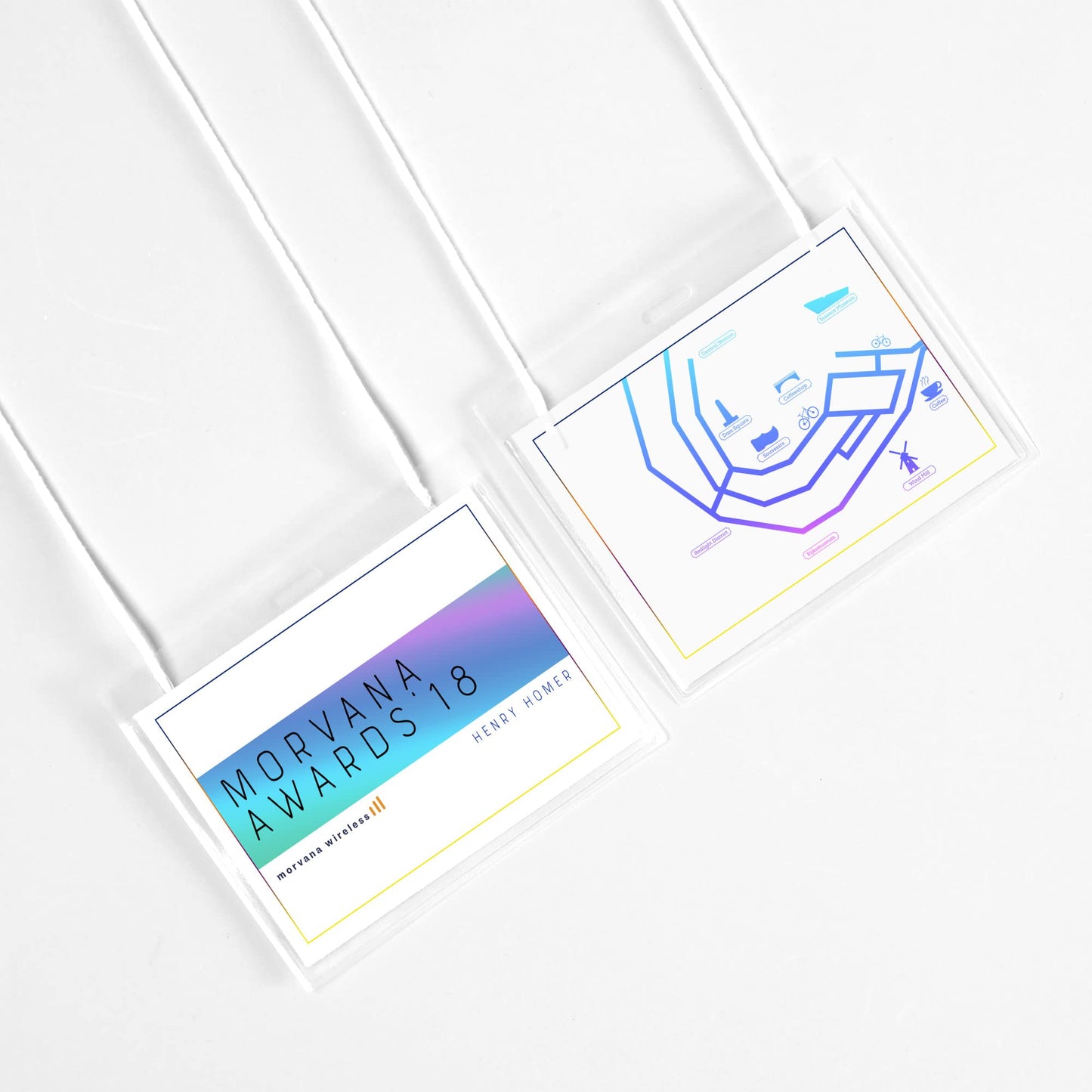 Hanging Style Name Badges, Flexible Holder, 3" x 4", White