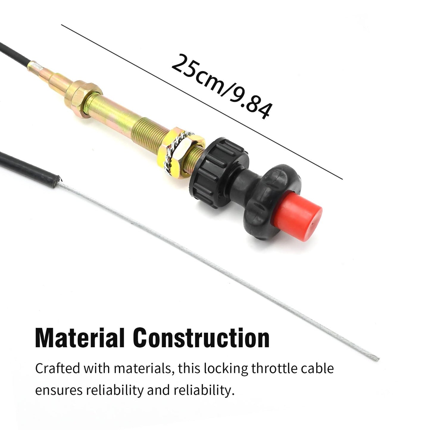 DUZFOREI 55204 1PC Control Cable, Locking Throttle Cable with 2-Inch Black Knob, 10 Feet Long, Suitable for Most Control Cables