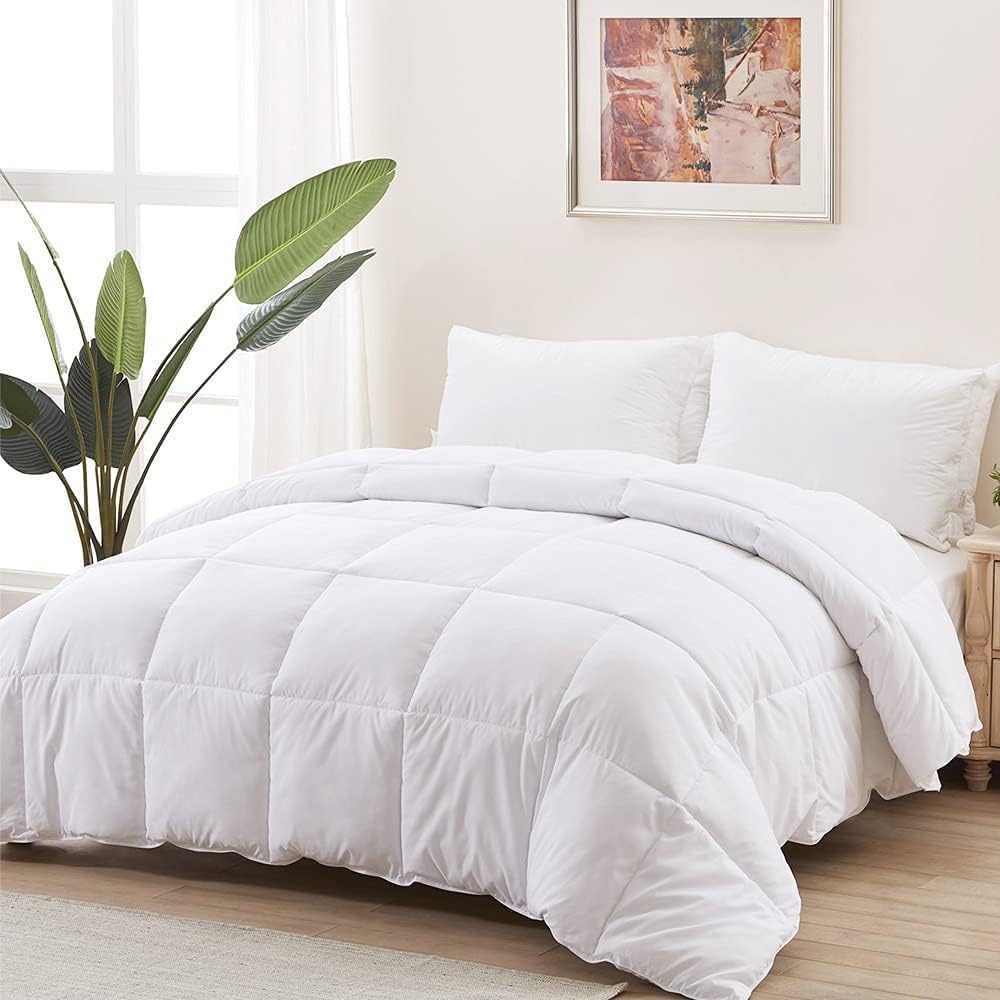 ACCURATEX Queen Comforter Duvet Insert - 500GSM Ultra Soft Down Alternative Fill Quilted Hotel Collection Comforter, Warm Duvet Insert with Corner Tabs - Machine Washable,White, 90x90